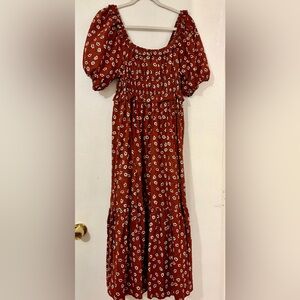 Rylee + Cru Rust Floral Dress